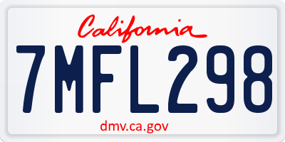 CA license plate 7MFL298