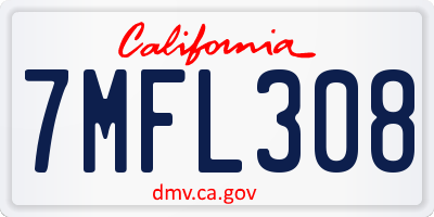 CA license plate 7MFL308