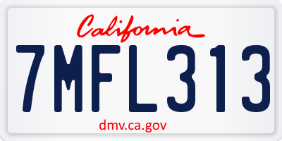 CA license plate 7MFL313