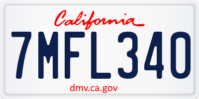 CA license plate 7MFL340