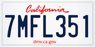 CA license plate 7MFL351