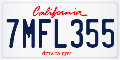CA license plate 7MFL355