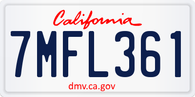 CA license plate 7MFL361