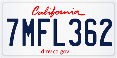 CA license plate 7MFL362