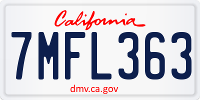 CA license plate 7MFL363