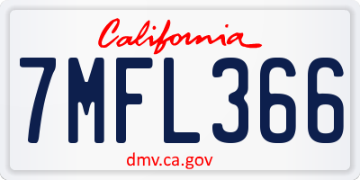 CA license plate 7MFL366