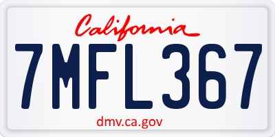 CA license plate 7MFL367