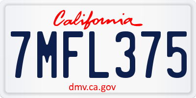 CA license plate 7MFL375