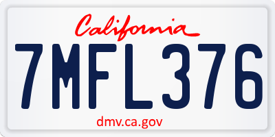 CA license plate 7MFL376