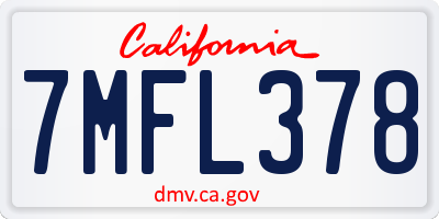 CA license plate 7MFL378