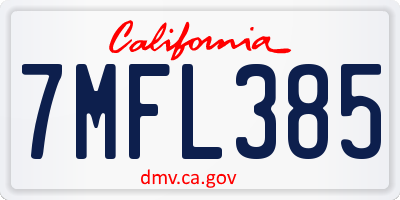 CA license plate 7MFL385