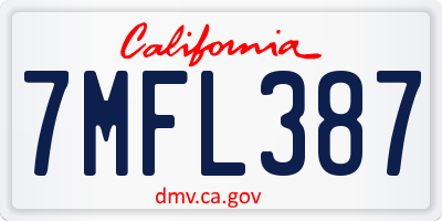 CA license plate 7MFL387