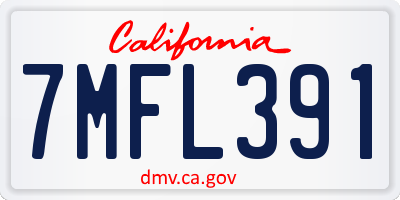 CA license plate 7MFL391