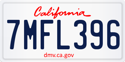 CA license plate 7MFL396