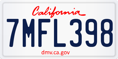 CA license plate 7MFL398