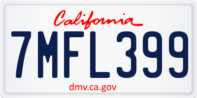 CA license plate 7MFL399
