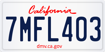 CA license plate 7MFL403