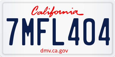 CA license plate 7MFL404