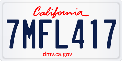 CA license plate 7MFL417
