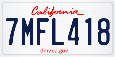 CA license plate 7MFL418