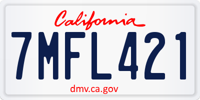 CA license plate 7MFL421