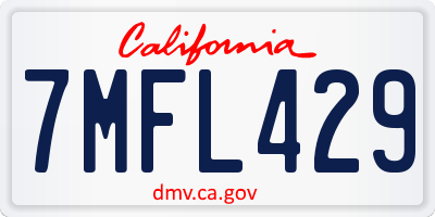 CA license plate 7MFL429