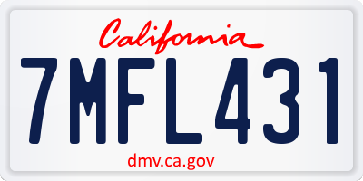 CA license plate 7MFL431