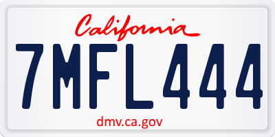 CA license plate 7MFL444