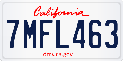 CA license plate 7MFL463