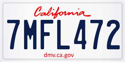 CA license plate 7MFL472
