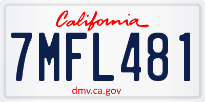 CA license plate 7MFL481