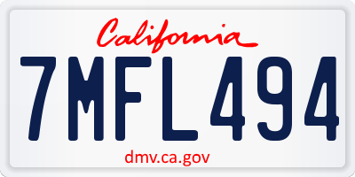 CA license plate 7MFL494