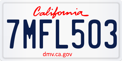 CA license plate 7MFL503