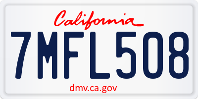 CA license plate 7MFL508