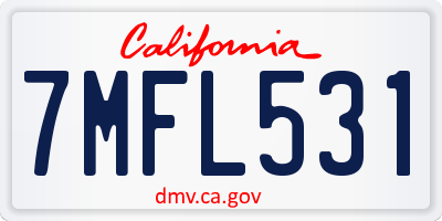 CA license plate 7MFL531