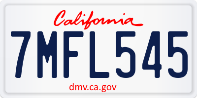 CA license plate 7MFL545
