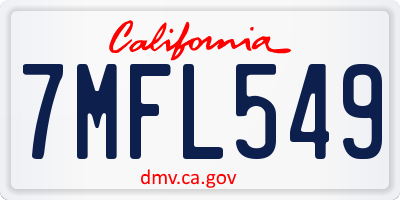 CA license plate 7MFL549