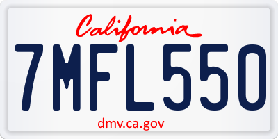 CA license plate 7MFL550