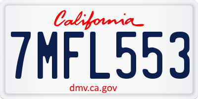 CA license plate 7MFL553