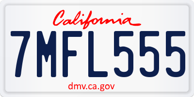 CA license plate 7MFL555