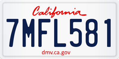 CA license plate 7MFL581