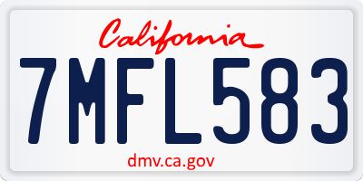 CA license plate 7MFL583