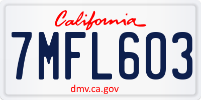 CA license plate 7MFL603