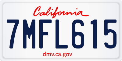 CA license plate 7MFL615