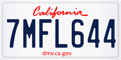 CA license plate 7MFL644