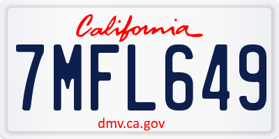 CA license plate 7MFL649