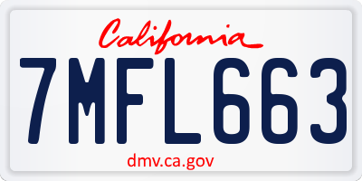 CA license plate 7MFL663