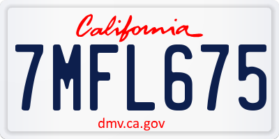 CA license plate 7MFL675