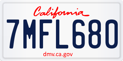 CA license plate 7MFL680