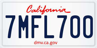 CA license plate 7MFL700